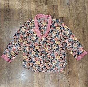 Vtg Gold Label Victora Secret Satin Button Up Pajama Top Large 90s Grandmacore